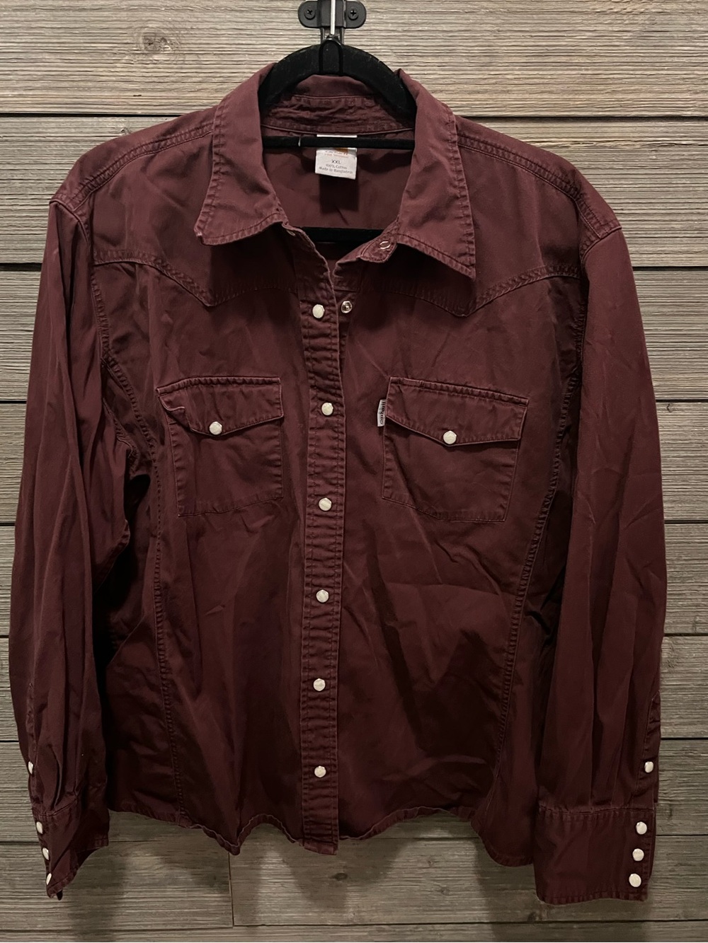Carhartt Women's Burgundy Pearl Snap Down Shirt